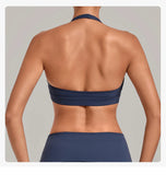 Halter Yoga Bra Women's Backless Sports Fitness Underwear Breathable Runnings Push Up Crop Top Female Yoga Workout Underwear