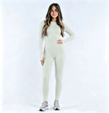 Sports Overall Bodysuit Women Seamless Jumpsuit Gym One-piece Suit Workout Outfits Backless Yoga Tights Long Sleeve Activewear