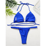 Sexy Wrinkled High Cut Thong Bikini Women Swimwear Female Swimsuit Two-Pieces Bikini Set Bather Bathing Suit Swim Lady V4010C