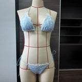 New Sexy Bikini Women Print  Bikini Set Halter Backless Swimsuit Swim Wear Biquini Dot biquini female Beachwear Sexy Bikini Set