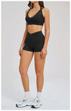 2PCS Yoga Shorts Set Women Tracksuits Gym Clothes Fitness Sports Suit Female Shockproof Bra High Waist Shorts Set Sportswear