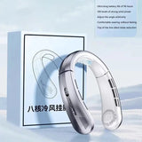8000mAh Electric Hanging Neck Fan Portable Bladeless Mini Rechargeable Mute LED Digital Display Air Cooler For Outdoor