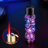 Metal Relief Lantern Inflatable Lighter Portable Windproof Butane Turbine Torch Jet Blue Flame Cigar Tool Fashionable Men's Gift