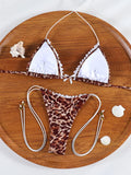 ZRTAK Sexy 3D Floral Bikini Set Lace Bordered Triangle Swimwear Women 2026 Bikinis Swimsuit Micro Thong Bandage Bathing Suits