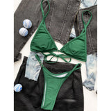 New Sexy Thong Tiny Mini Bikini Female Swimsuit Women Swimwear Two-Pieces Bikini Set Padded Bather Bathing Suit Swim Lady V3063