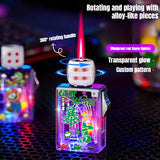 Rotating Dice Mahjong Stereoscopic Design Windproof Red Flame Butane Gas Lighter Pull down Ignition Outdoor Fun Lighters