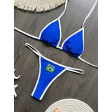 G-string Thong Brazilian Bikini Women Swimwear Female Swimsuit Two-pieces Bikini Set Bather Brasil Flag Bathing Suit Beachwear