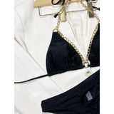 Metal Rings Halter Cut Out Asymmetric Bikini Women Swimwear Female Swimsuit Two-piece Bikini set Bather Bathing Suit Swim V4336