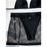 3PCS With Hollow Out Skirt Halter Bikini Female Swimsuit Women Swimwear Three-Pieces Bikini Set Bather Bathing Suit Swim V5496