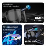 Lenovo AI Smart Glasses ChatGPT 8K Camera 2400W Anti-shake Cycling Video&Photo Sport Sunglasses DualMic 32GB Windproof Goggles