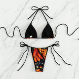 S - XL Sexy Two-Pieces Bikini Set Bather Bathing Suit Swim Printed Halter Padded Bikini Female Swimsuit Women Swimwear V4910