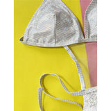 Halter Splicing Mesh Sheer Cut Out Women Swimwear One Piece Swimsuit Female High Leg Cut Sequins Bather Bathing Suit Swim V4863
