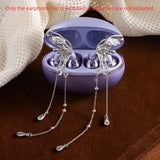 Creative Butterfly Earphone Clips Silver Tassels Headphone Accessories Two Pieces Set Artificial Crystals Earphone Decorations