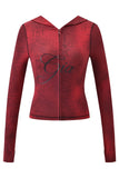 Gia Slim-Fit Letter Print Topstitching Design Hooded Zip-Up Jacket and Pants Set