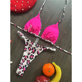 Leopard Extreme String Mini Micro Thong Bikini Female Swimsuit Women Swimwear Two-Pieces Bikini Set Bather Bathing Suit V5072