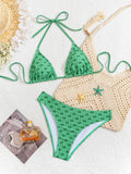 Fashion Sexy Leopard Print Bikini Set for Women, Tie Side String Two Piece Swimsuit, Push Up Beach Bathing Suit, Summer