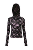 Gia Slim-Fit Letter Print Topstitching Design Hooded Zip-Up Jacket and Pants Set