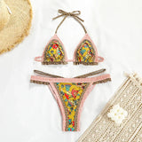 New Sexy Bikini Women Print  Bikini Set Halter Backless Swimsuit Swim Wear Biquini Dot biquini female Beachwear Sexy Bikini Set