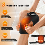 Electric Heated Knee Massager With 3 Heat Levels 3 Vibration Modes, Rechargeable Knee Support Wrap with Timer and Touch Screen, Extended Strap