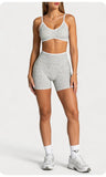 Women Leopard Print 2 Piece Yoga Set High Waist Butt Lift Biker Shorts Adjustable Strap Sports Bra Gym Workout Activewear