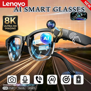 Lenovo 8K HD AI Smart Glasses AI Translation Hands-Free Calling AI Chat Logging Music Playback Smart Sunglasses for Men  New