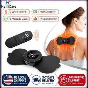 EMS Back And Neck Massager Wireless Pulse Heating Cervical Massage Patch 6 Mode 19 Level Mini Electric Muscle Stimulator Sticker