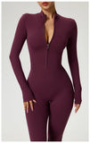 TRY TO BN Women's Fitness Jumpsuit Long Sleeve Zipper High Strength Yoga Bodysuit For Gym Workout Sportswear One Piece Clothing