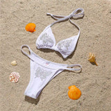 Bling Butterfly Rhinestone Bikini Women Swimwear Two-Pieces Bikini Set Female Swimsuit Halter Bather Bathing Suit Swim V2576