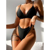 New Sexy Bow Thong High Cut Bikini Female Swimsuit Women Swimwear Two-Pieces Bikini Set Padded Bather Bathing Suit Swim V3490