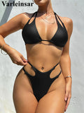 S - XL PU Faux Leather Scrunch Butt Bikini Women Swimwear Female Swimsuit Two-Pieces Bikini Set Bather Bathing Suit Swim V6305