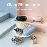 Fashion OWS Clip On Earbuds ENC Clear Call Low Latency Bluetooth Headphones with Free Rhinestone Butterfly Accessories