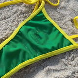 Sexy Green Halter Mini Micro Thong Bikini Female Swimsuit Women Swimwear Two-pieces Bikini Set Bather Bathing Suit Swim 2024