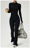 TRY TO BN Women's Fitness Jumpsuit Long Sleeve Zipper High Strength Yoga Bodysuit For Gym Workout Sportswear One Piece Clothing