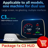 With Navigation GPS OBD2 Speedometer C3 HUD Car Electronic Auto Projector HUD Protable Head Up Display Car Accessories