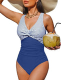 S - XXL Twist Front V Neck One Piece Swimsuit Women Swimwear Female Slim Monokini Backless Bathing Suit Swim Beachwear Bodysuit