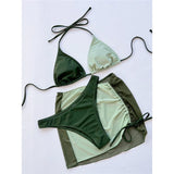 3 PCS With Skirt Splicing Halter Bikini Female Swimsuit Women Swimwear Three-Pieces Bikini Set Bather Bathing Suit Swim V4555