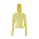 Iamgia New Front Shoulder Slim Fit Letter Printed Open Line Design Slim Fit Hooded Zipper Short Jacket Pants Set