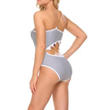 Women Sexy Shark Connected With Decorative Chain Swimwear Sexy Gather Backless Split Bathing Bodysuit Swimming Suit Beach Wear