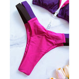 Bather Bathing Suit Swim Splicing Halter High Cut Brazilian Bikini Women Swimwear Female Swimsuit Two-Pieces Bikini Set V6067