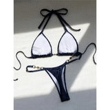 S- XL Leopard Halter Mini Micro Thong Bikini Women Swimwear Female Swimsuit Two-Pieces Bikini Set Bather Bathing Suit Swim V5207