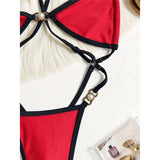 S - XL Extreme String Mini Micro Thong One Piece Swimsuit Women Swimwear Female Splicing Leopard Bather Bathing Suit Swim V7066