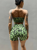 Leopard Print Fitness Sports Yoga Shorts Women's Summer V Waist Thin Hip Lifting Nude Feeling Quick Drying