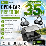 HTC NE67 Wireless Earbuds Bluetooth TWS Headphones ENC Noise Cancelling HiFi Stereo Sports Earphones for IOS Android