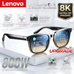 Lenovo Upgrade Smart AI Glasses 800W HD 8K Shooting Camera Photo Video Voice Call Translation Bluetooth AI Motorcycle Glasses