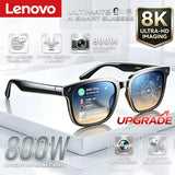 Lenovo Upgrade Smart AI Glasses 800W HD 8K Shooting Camera Photo Video Voice Call Translation Bluetooth AI Motorcycle Glasses