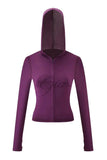 gia slim fit letter printed open thread design hooded zipper short jacket pants set