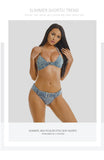 Women's Sexy Denim Bikini Set Two-Piece Swimwear Summer Beach Pool Party Clubwear Y2K Adjustable Ties Retro Cowgirl Swimsuits