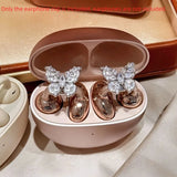 Creative Butterfly Earphone Clips Silver Tassels Headphone Accessories Two Pieces Set Artificial Crystals Earphone Decorations