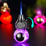 Ransparent Electric Butane Gas Lighter Windproof Straight Torch Lighter Colorful Lights Blue Flame Cool New Gift Hot Sales