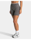 Women's High Waisted Leopard Print Yoga Shorts — Seamless Tummy Control Workout Biker Shorts for Gym, Fitness, and Running